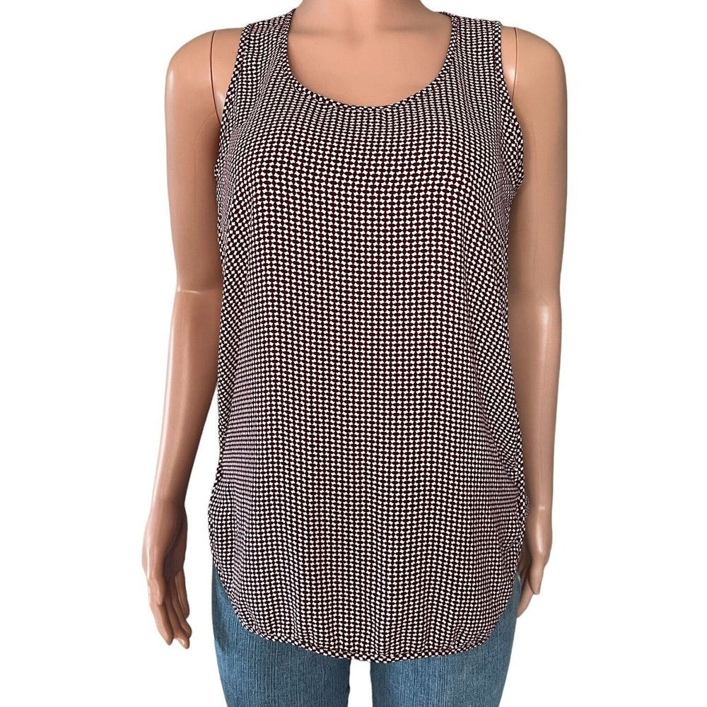 Ann Taylor Loft Top Women’s Size XS Red Maroon Print Sleeveless Round Neckline